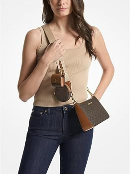 Michael Kors Torba crossbody z logo Jet Set z etui (brązowa